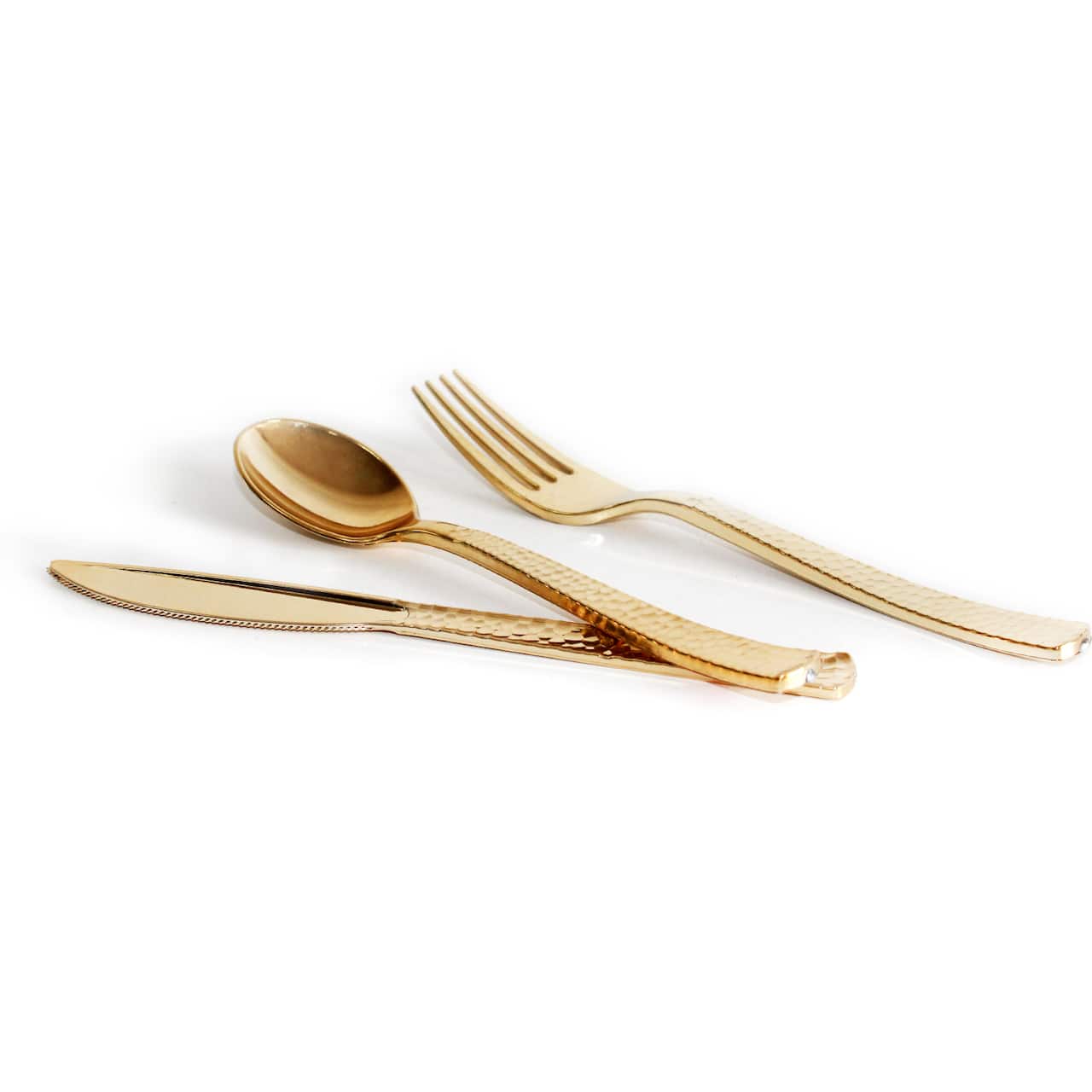 Gold Hammered Plastic Cutlery Set by Celebrate It™, 120ct.